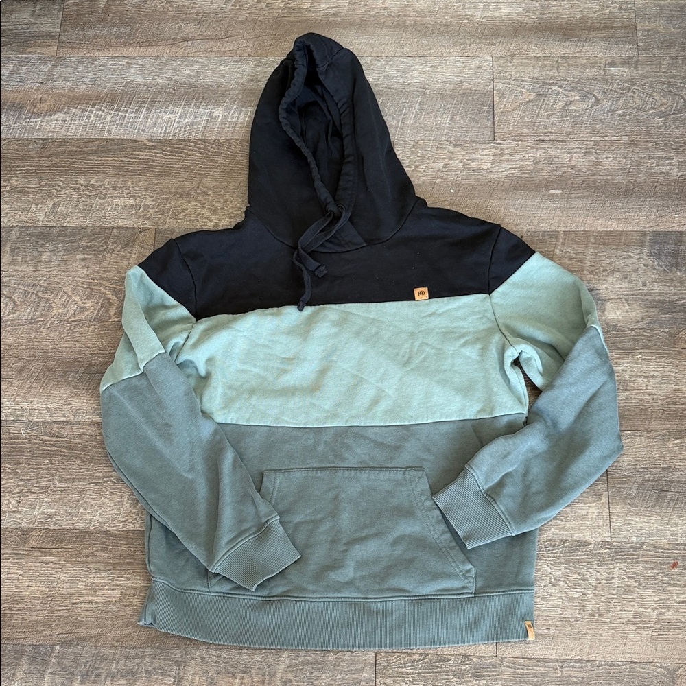 tentree Black and Green Colorblock Hoodie
